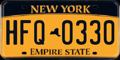 NY license plate HFQ0330