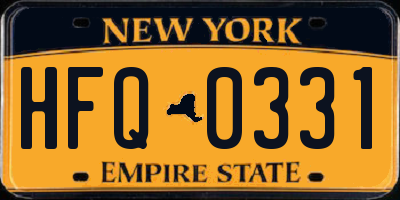 NY license plate HFQ0331