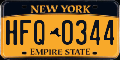 NY license plate HFQ0344