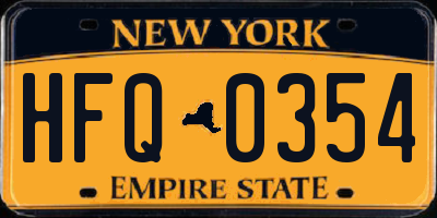 NY license plate HFQ0354