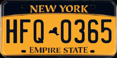 NY license plate HFQ0365