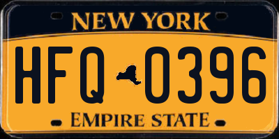 NY license plate HFQ0396