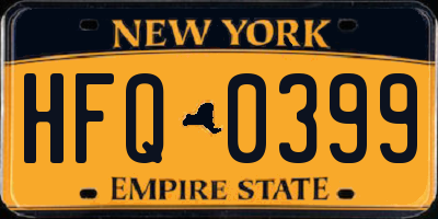 NY license plate HFQ0399