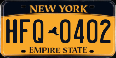 NY license plate HFQ0402