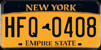 NY license plate HFQ0408