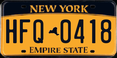 NY license plate HFQ0418