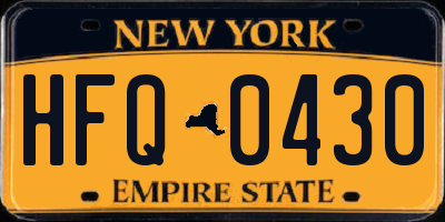 NY license plate HFQ0430