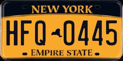 NY license plate HFQ0445