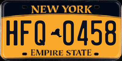 NY license plate HFQ0458