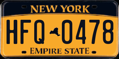 NY license plate HFQ0478