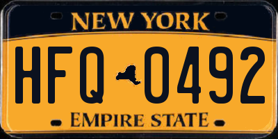 NY license plate HFQ0492