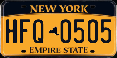 NY license plate HFQ0505