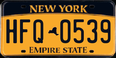 NY license plate HFQ0539