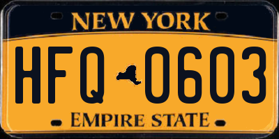 NY license plate HFQ0603