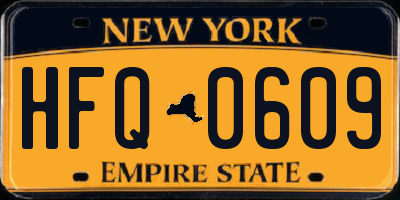 NY license plate HFQ0609