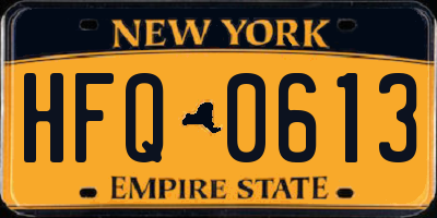 NY license plate HFQ0613