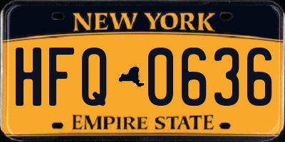 NY license plate HFQ0636