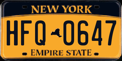 NY license plate HFQ0647