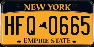NY license plate HFQ0665