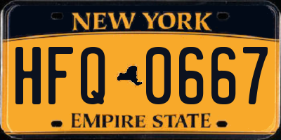 NY license plate HFQ0667