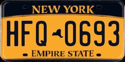 NY license plate HFQ0693