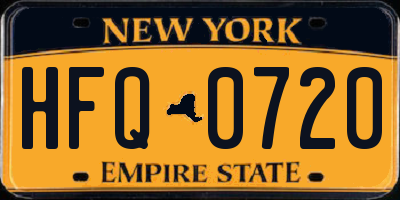 NY license plate HFQ0720