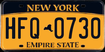 NY license plate HFQ0730
