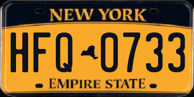 NY license plate HFQ0733