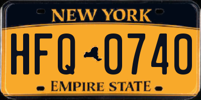 NY license plate HFQ0740