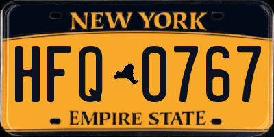 NY license plate HFQ0767