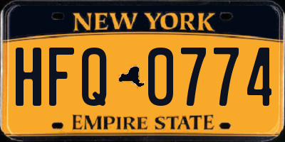 NY license plate HFQ0774