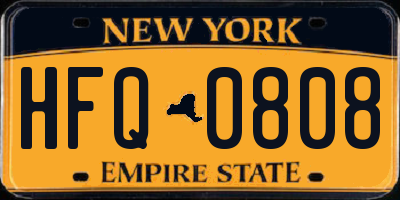 NY license plate HFQ0808
