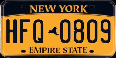 NY license plate HFQ0809
