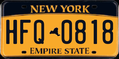 NY license plate HFQ0818