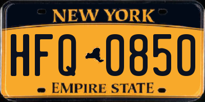 NY license plate HFQ0850