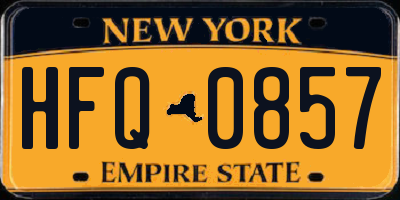 NY license plate HFQ0857