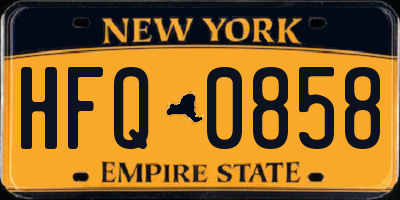 NY license plate HFQ0858