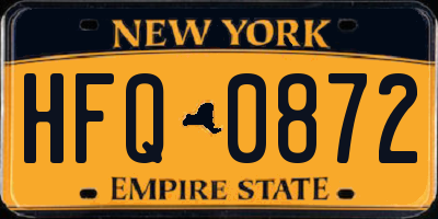 NY license plate HFQ0872