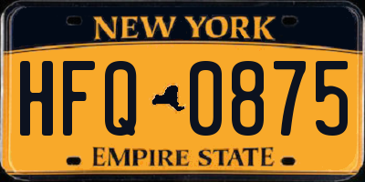 NY license plate HFQ0875