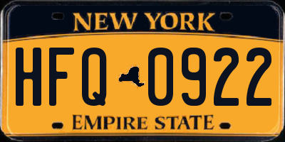 NY license plate HFQ0922