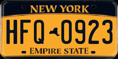 NY license plate HFQ0923