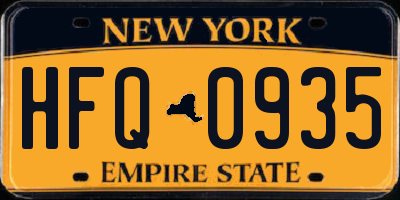 NY license plate HFQ0935