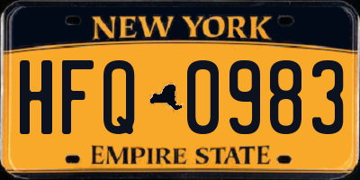 NY license plate HFQ0983