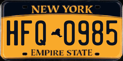 NY license plate HFQ0985