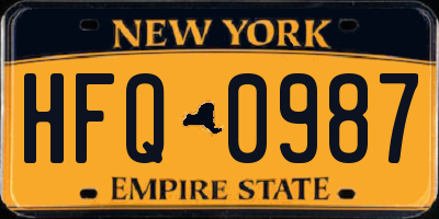 NY license plate HFQ0987