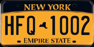 NY license plate HFQ1002