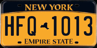 NY license plate HFQ1013