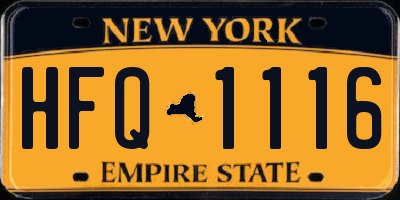 NY license plate HFQ1116
