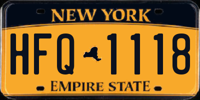 NY license plate HFQ1118