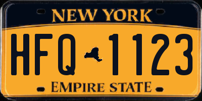 NY license plate HFQ1123